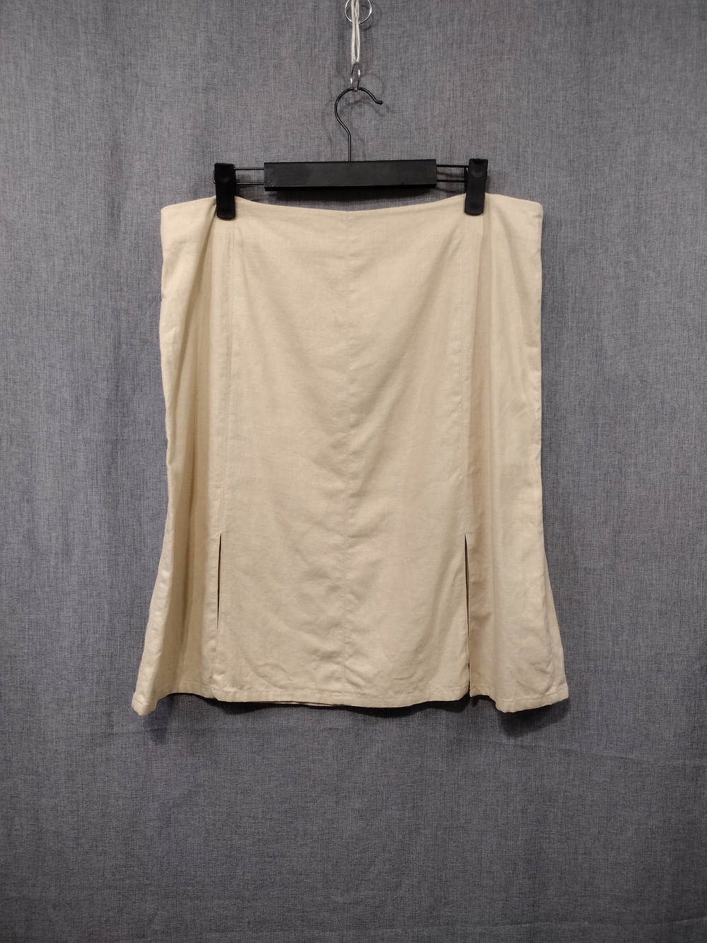 R Linen Cotton A-Line Skirt Womens 12 Cream Boho Retro 90s Y2K Minimalist